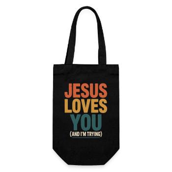 Jesus loves you (I'm trying) - Gift Bag for Bottles - black - Front