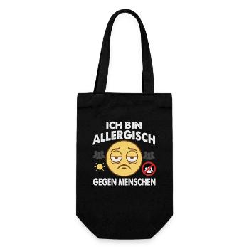 Allergisch Gegen Menschen  - Geschenkbeutel für Flaschen - Schwarz - Vorne
