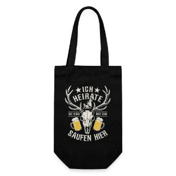 Ich heirate - JGA Team Bräutigam - Geschenkbeutel für Flaschen - Schwarz - Vorne