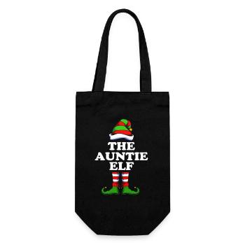 Tante Elfe Elf Weihnachtsgeschenk - Geschenkbeutel für Flaschen - Schwarz - Vorne