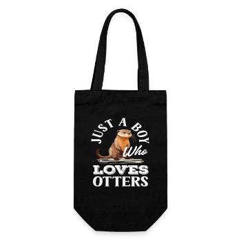 Nur Ein Junge Seeotter Cartoon - Geschenkbeutel für Flaschen - Schwarz - Vorne