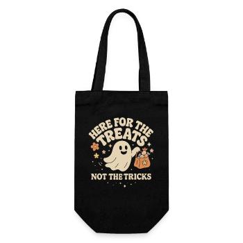 Here For The Treats Not The Tricks Ghost Design - Gift Bag for Bottles - black - Front