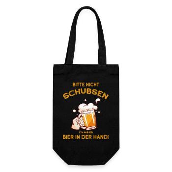Please don't push, have a beer in your hand - Gift Bag for Bottles - black - Front