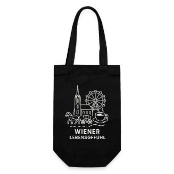 Wiener Lebensgefühl Collage - Geschenkbeutel für Flaschen - Schwarz - Vorne