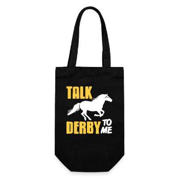 Talk Derby to Me Funny Horse Pun for Race Fans - Gift Bag for Bottles - black - Front