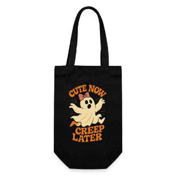 Niedliche Now Creep Later Halloween Kostümidee - Geschenkbeutel für Flaschen - Schwarz - Vorne
