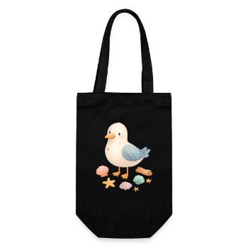 Möwe Strand Muscheln Maritim Küste - Geschenkbeutel für Flaschen - Schwarz - Vorne