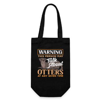 Warning Person Tlaks Sea Otter Cartoon - Gift Bag for Bottles - black - Front