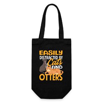 Chats Loutre de mer Dessin animé - Sac à bouteille - noir - Devant