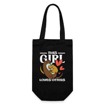 Girl Loves Sea Otter Cartoon - Gift Bag for Bottles - black - Front