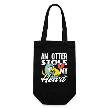 Otter Hat Mein Herz Gestohlen Seeotter Cartoon - Geschenkbeutel für Flaschen - Schwarz - Vorne