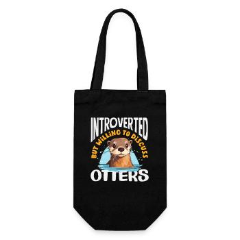 Introvert Discussing Sea Otter Cartoon - Gift Bag for Bottles - black - Front