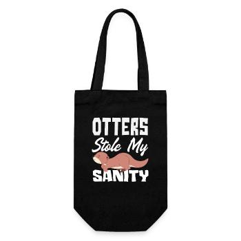 Otter Sanity Sea Otter Cartoon - Gift Bag for Bottles - black - Front