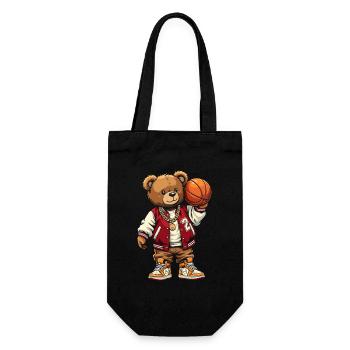 Varsity Street Style Basketball Bear - Gift Bag for Bottles - black - Front