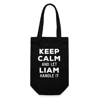 Keep Calm Lass Liam das regeln Lustiger Spruch - Geschenkbeutel für Flaschen - Schwarz - Vorne