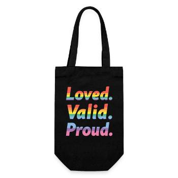 Loved Valid Proud – Pride Statement - Geschenkbeutel für Flaschen - Schwarz - Vorne