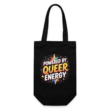 Powered by Queer Energy – Pride Statement - Geschenkbeutel für Flaschen - Schwarz - Vorne