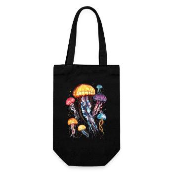 Qualle Jellyfish Feuerqualle Medusa Süße Quallen - Geschenkbeutel für Flaschen - Schwarz - Vorne