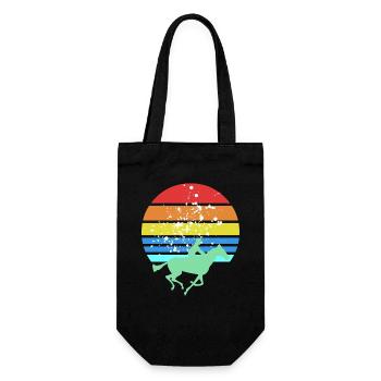 Retro Sunset Horse Racing Jockey Track Vibes - Gift Bag for Bottles - black - Front