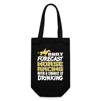 Horse Racing Forecast with Race Day Drinking Humor - Geschenkbeutel für Flaschen - Schwarz - Vorne