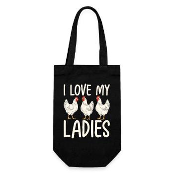 Ich liebe meine Hühner Damen - Geschenkbeutel für Flaschen - Schwarz - Vorne