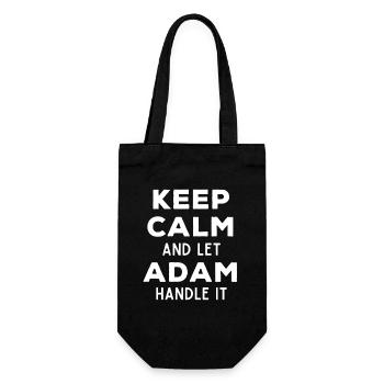 Keep Calm Lass Adam das regeln Lustiger Spruch - Geschenkbeutel für Flaschen - Schwarz - Vorne