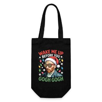 Gogh Xmas Portrait Stil mit Witz - Geschenkbeutel für Flaschen - Schwarz - Vorne