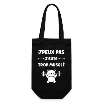 Muscular bear in the gym - Gift Bag for Bottles - black - Front