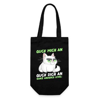 Guck Mich An Ganz Anderes Level Katzen - Geschenkbeutel für Flaschen - Schwarz - Vorne