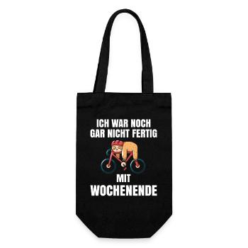 Ich war noch gar nicht fertig mit Wochenende - Geschenkbeutel für Flaschen - Schwarz - Vorne