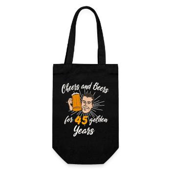 Cheers and Beer for 45 golden Years - Gift Bag for Bottles - black - Front