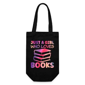 Just a girl who loves books - Geschenkbeutel für Flaschen - Schwarz - Vorne