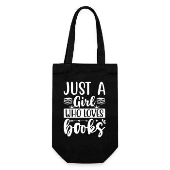 Just a girl who loves books - Geschenkbeutel für Flaschen - Schwarz - Vorne