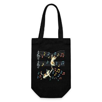 Katzenmusik Tanz der Noten - Geschenkbeutel für Flaschen - Schwarz - Vorne