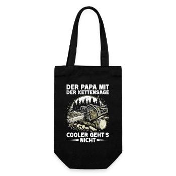 Der Papa Mit Der Kettensäge Holzfäller Papa - Geschenkbeutel für Flaschen - Schwarz - Vorne