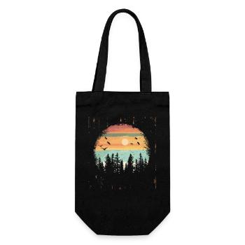 Retro Outdoor Wilderness Bärenbäume - Geschenkbeutel für Flaschen - Schwarz - Vorne