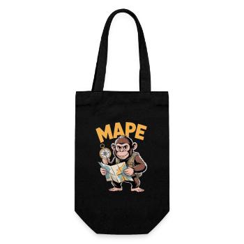MAPE Abenteuer Affe Kompass Karte Entdecker - Geschenkbeutel für Flaschen - Schwarz - Vorne