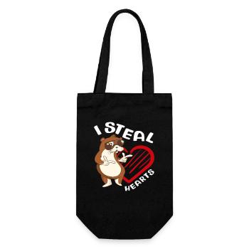 Voler le cœur loutre de mer dessin animé - Sac à bouteille - noir - Devant
