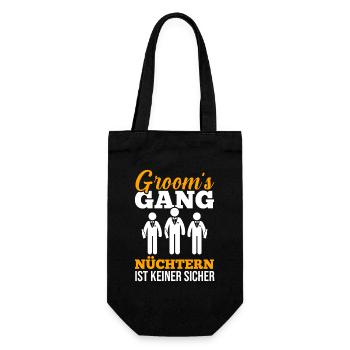 JGA Team Bräutigam Junggesellenabschied - Geschenkbeutel für Flaschen - Schwarz - Vorne