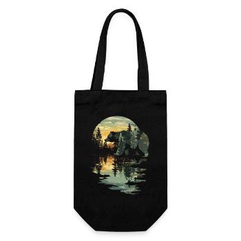 Retro Outdoor Wilderness Bärenbäume - Geschenkbeutel für Flaschen - Schwarz - Vorne