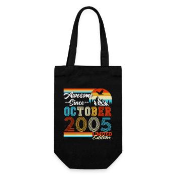 Millésime Octobre 2005 Vintage Rétro Anniversaire - Sac à bouteille - noir - Devant
