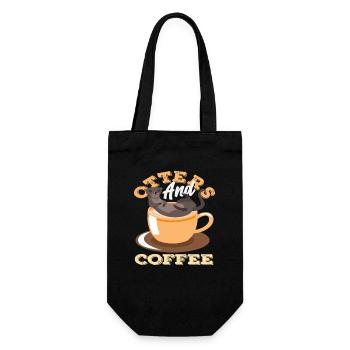 Coffee Sea Otter Cartoon - Gift Bag for Bottles - black - Front