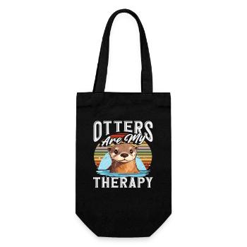 Retro Sunset Sea Otter Cartoon - Gift Bag for Bottles - black - Front