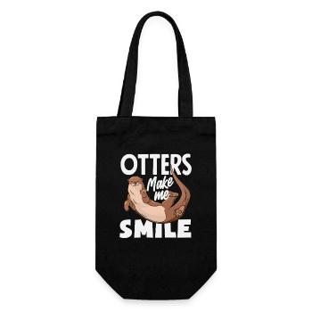 Smiling Sea Otter Cartoon - Gift Bag for Bottles - black - Front