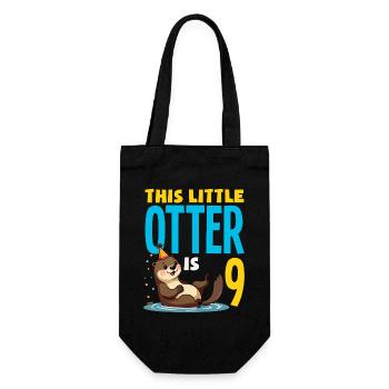 This Otter is 9 - Cute Birthday Motif - Gift Bag for Bottles - black - Front