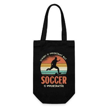 Soccer Ist Wichtiger Retro Sonnenuntergang - Geschenkbeutel für Flaschen - Schwarz - Vorne