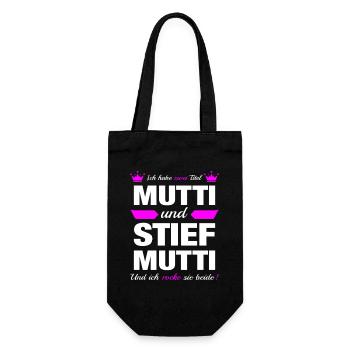 Stiefmutter Muttertag Bonus Mama Mutter Geschenk - Geschenkbeutel für Flaschen - Schwarz - Vorne