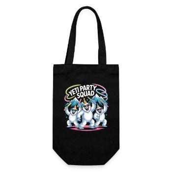 Yeti Party Squad – Lustiges Winter Partyshirt - Geschenkbeutel für Flaschen - Schwarz - Vorne