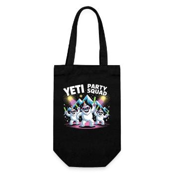 Yeti Party Squad – Lustiges Winter Partyshirt - Geschenkbeutel für Flaschen - Schwarz - Vorne