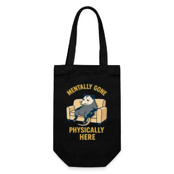 Mentally Gone Physically Here Funny Possum - Gift Bag for Bottles - black - Front